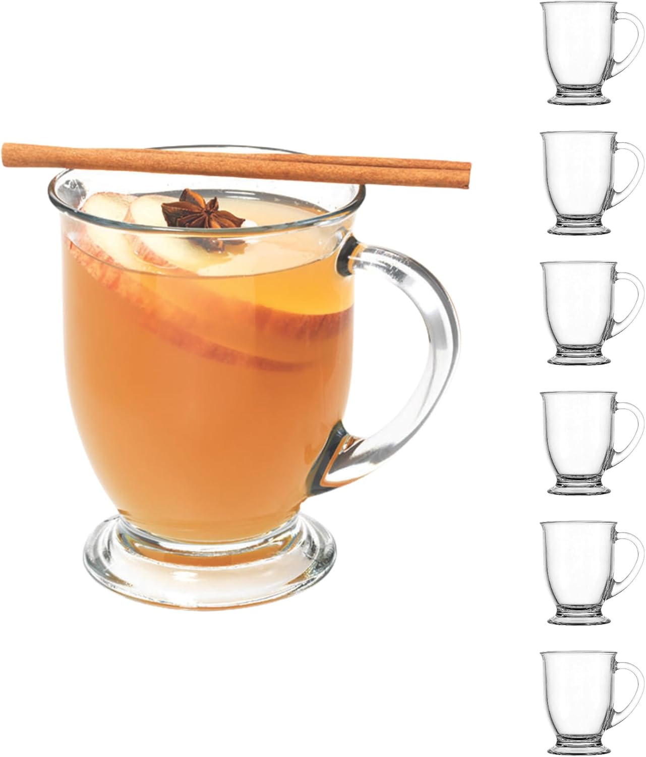Anchor Hocking Cafe Glass Coffee Mugs Set of 6 for Every Occasion