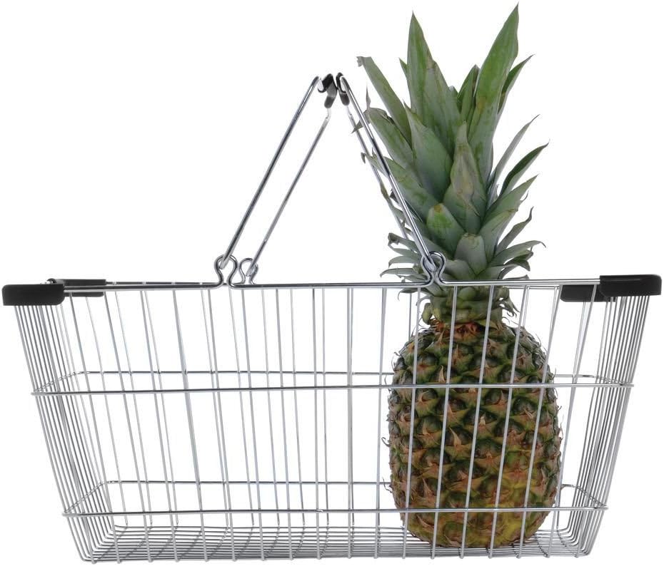 HUBERT Wire Shopping Baskets with Black Handles for Easy Access