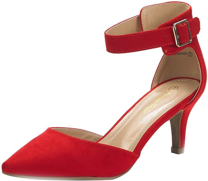 DREAM PAIRS Kitten Heel Low Heel Closed Pointed Toe Pumps