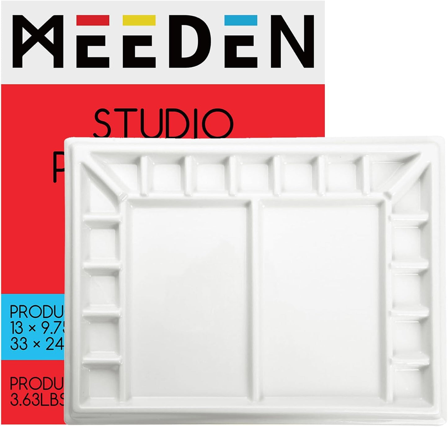 MEEDEN Ceramic Watercolor Palette for Artists - Large 13 x 9.8 in