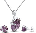 Raw gemstone birthstone necklace and earring set for her - dainty gold