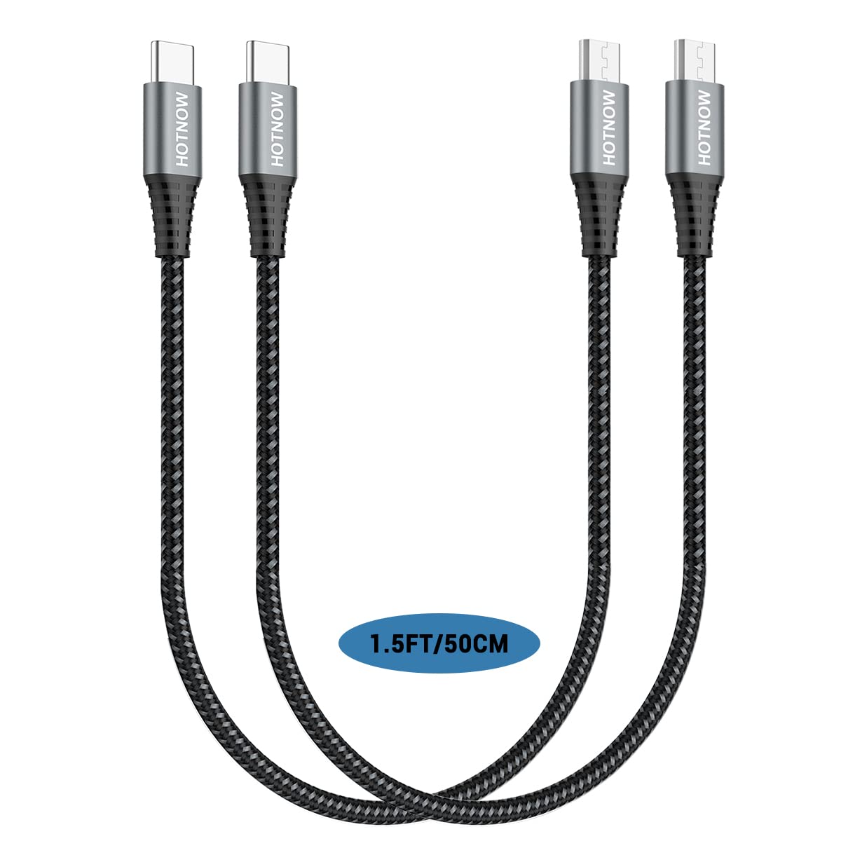 Fast Charge 2Pack USB C to Micro USB Cables