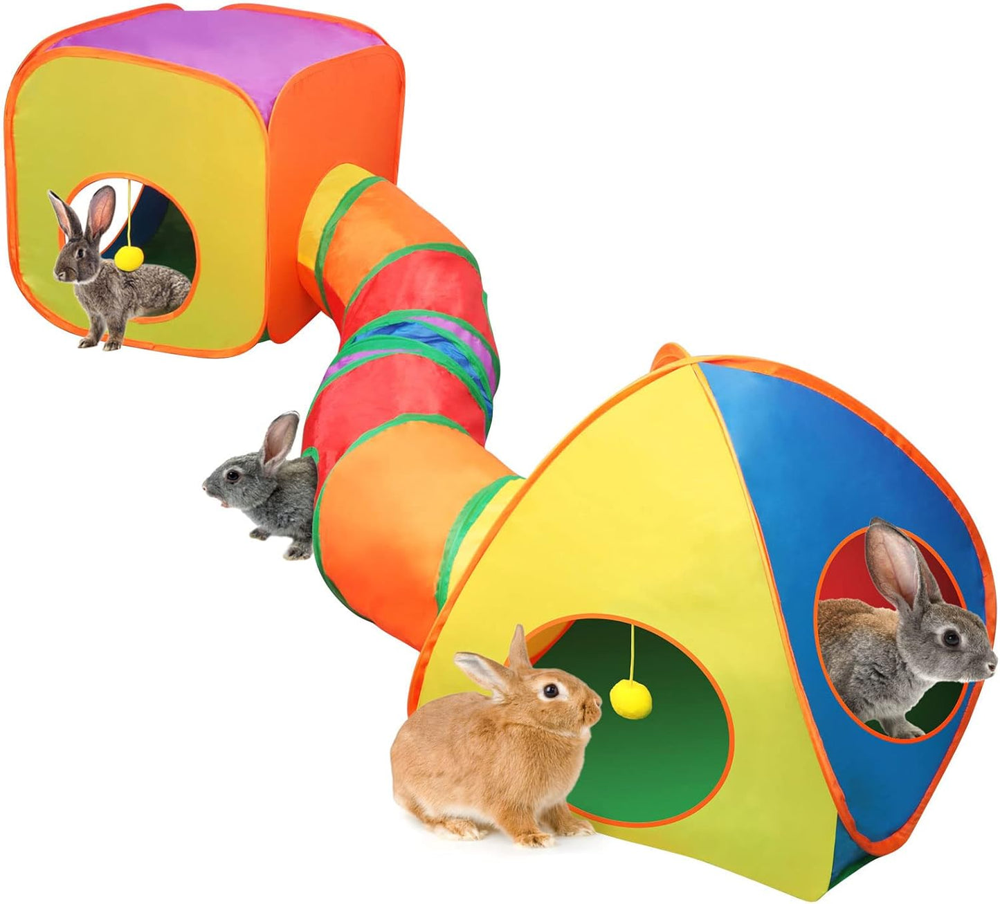 Interactive Rainbow Rabbit Tunnel with Play Ball