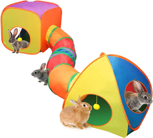 Interactive Rainbow Rabbit Tunnel with Play Ball