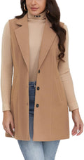 Plaid Vest for Women Sleeveless Blazer Jacket - Classic Wool Look long