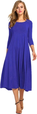 HOTOUCH Women's 3/4 Sleeve A-line and Flare Midi Long