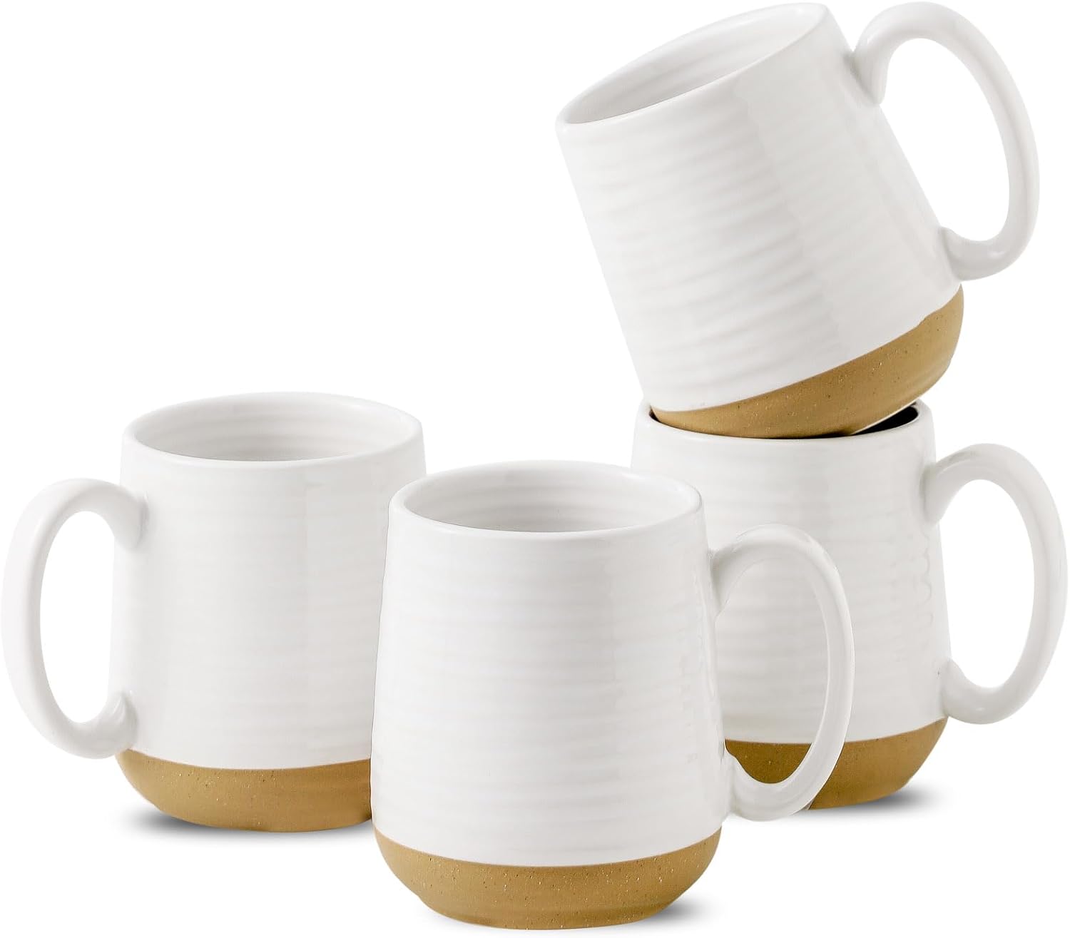Hasense Set of 4 Large Ceramic Mugs - Ideal for Coffee, Soup, Latte