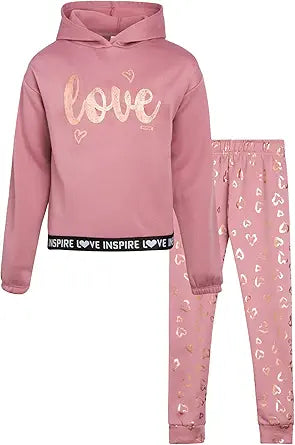 RBX Girls' Active Sweatsuit Set - Cozy Fleece Hoodie & Joggers