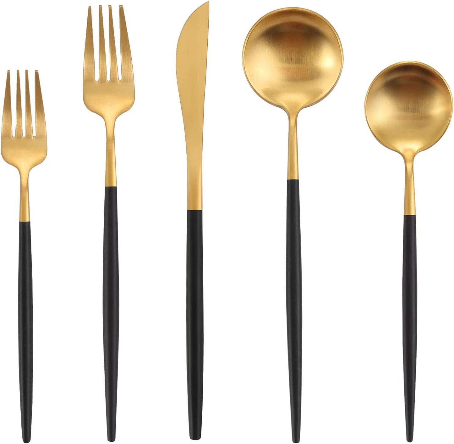 Matte Black Gold Silverware Set for 4 - 20-Piece Flatware Set