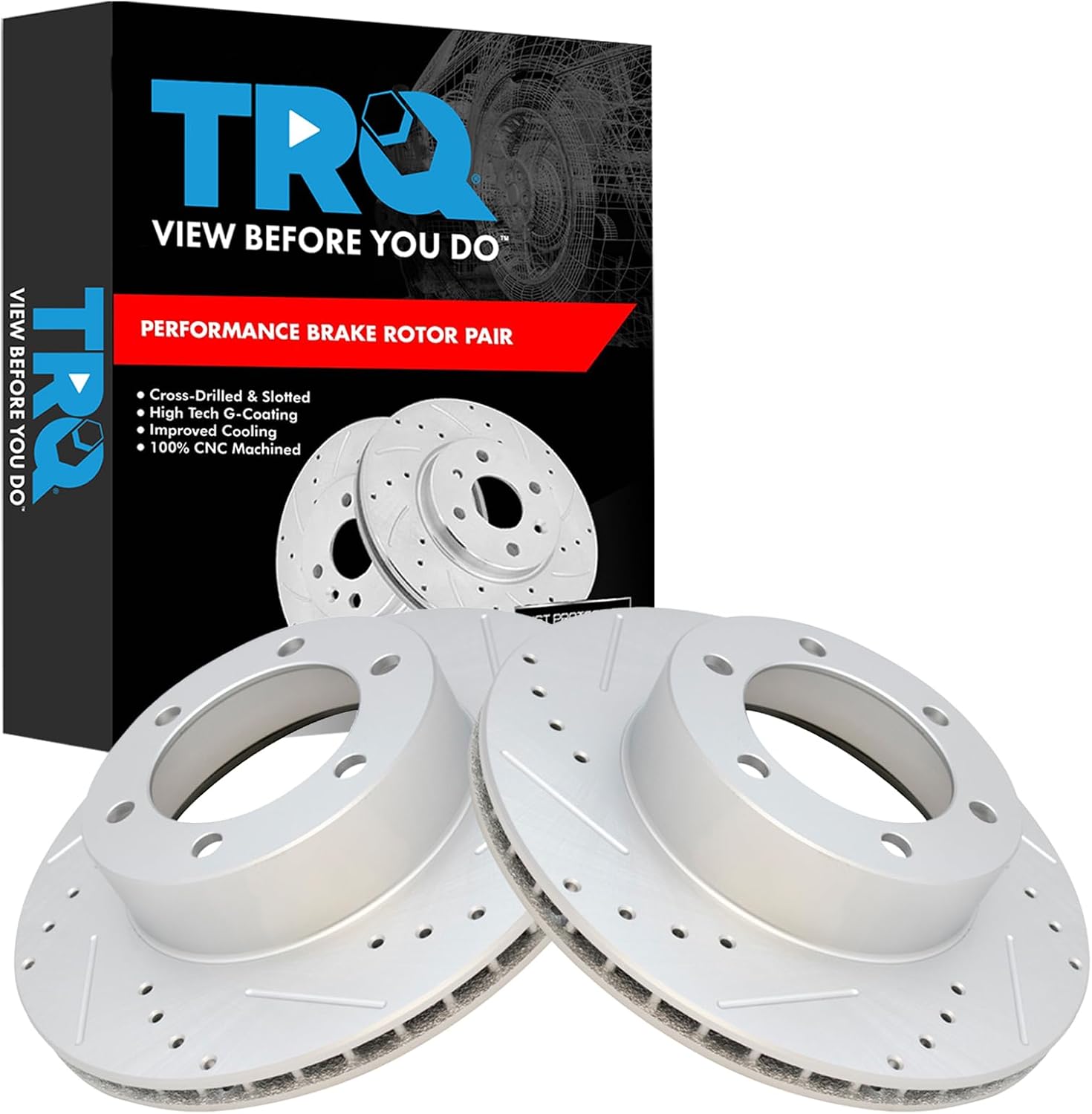 TRQ Front Performance Brake Rotors Set for Toyota 4Runner Tacoma