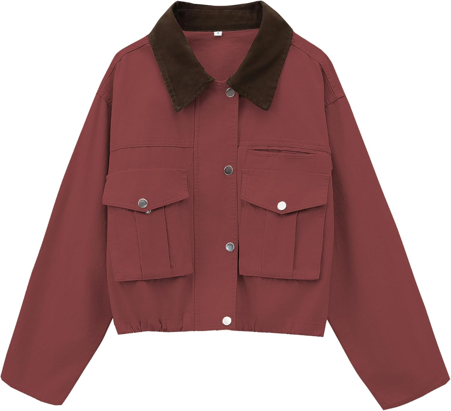Womens Cropped Jacket with Contrast Collar for Stylish Looks