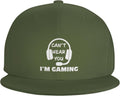 Hear-You-I'm-Gaming Brim High Top Moss Green Baseball Cap - Adjustable