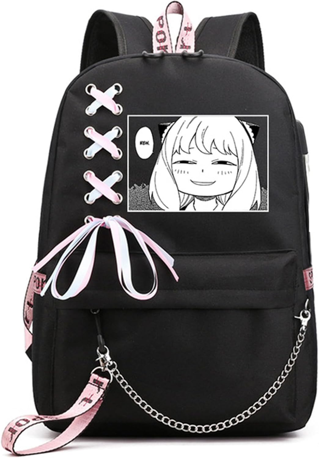 ISaikoy Anime Anya Forger Backpack with USB Port for School