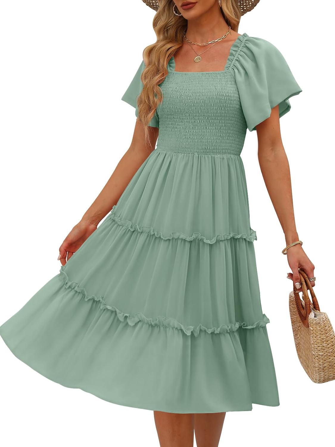 LILLUSORY Women's Summer Casual Flutter Sleeve Midi Dress Review