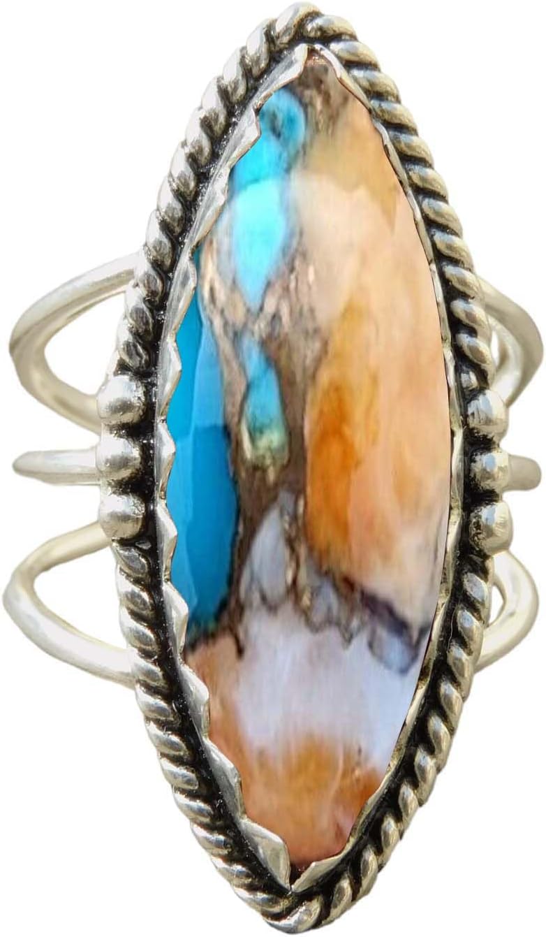 NKG Blue Copper Turquoise Ring in 925 Sterling Silver for Women