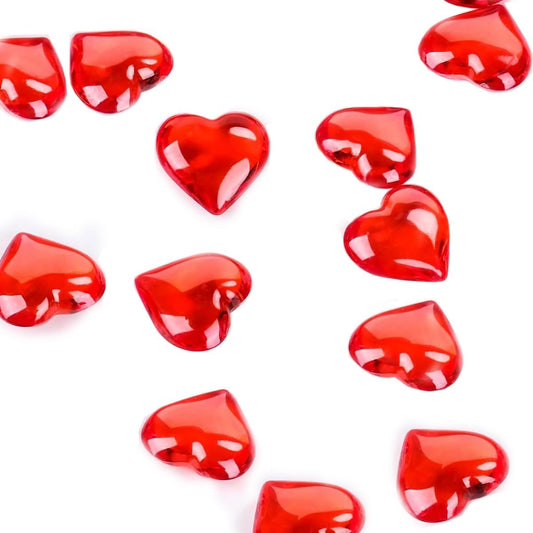 200pcs 3D Red Acrylic Heart Valentine's Day Decor - LYFJXX