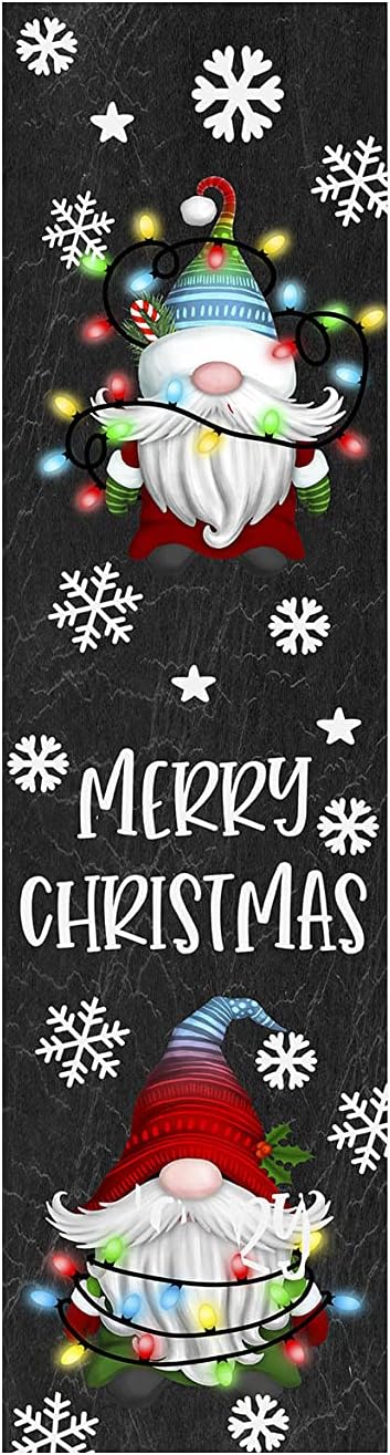 Unique Vertical Christmas Lights Gnomes Wooden Sign for Decor