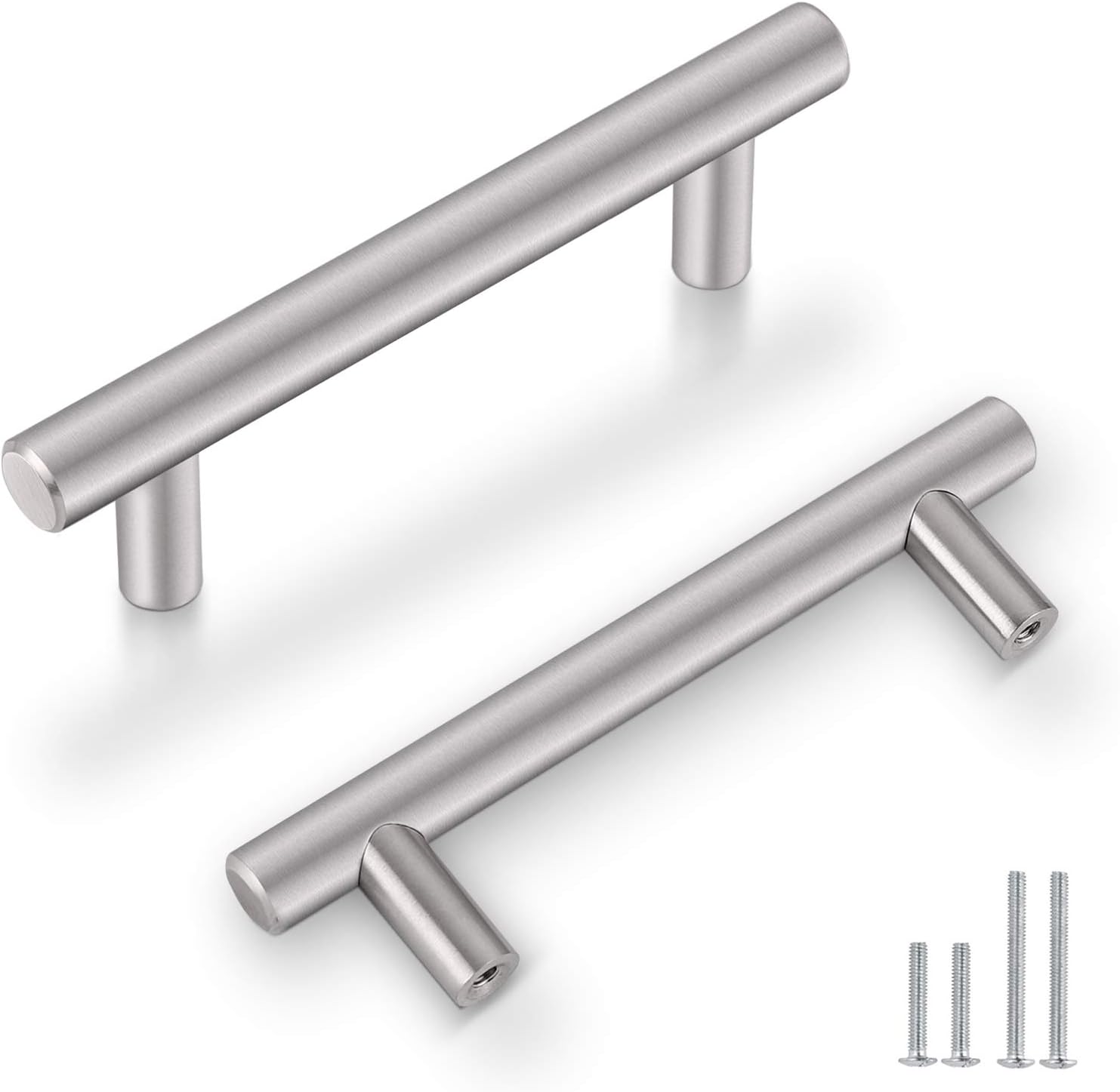 Probrico 30 Pack 3-1/2 in Solid Brushed Nickel Cabinet Handles
