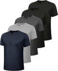 5 Pack Workout Shirts for Men in Black - Quick Dry Athletic Tees