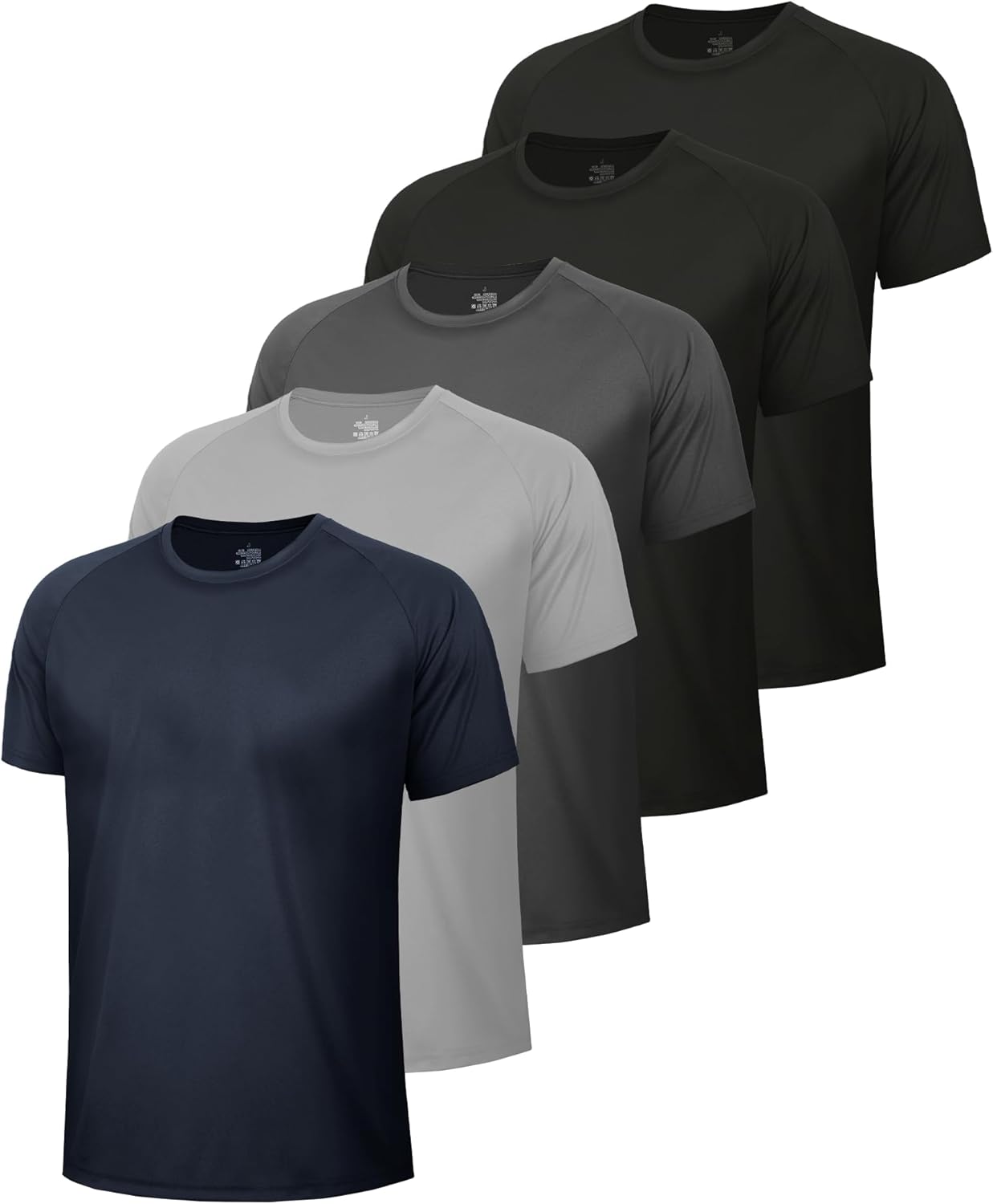 5 Pack Workout Shirts for Men - Quick Dry Athletic T-Shirts