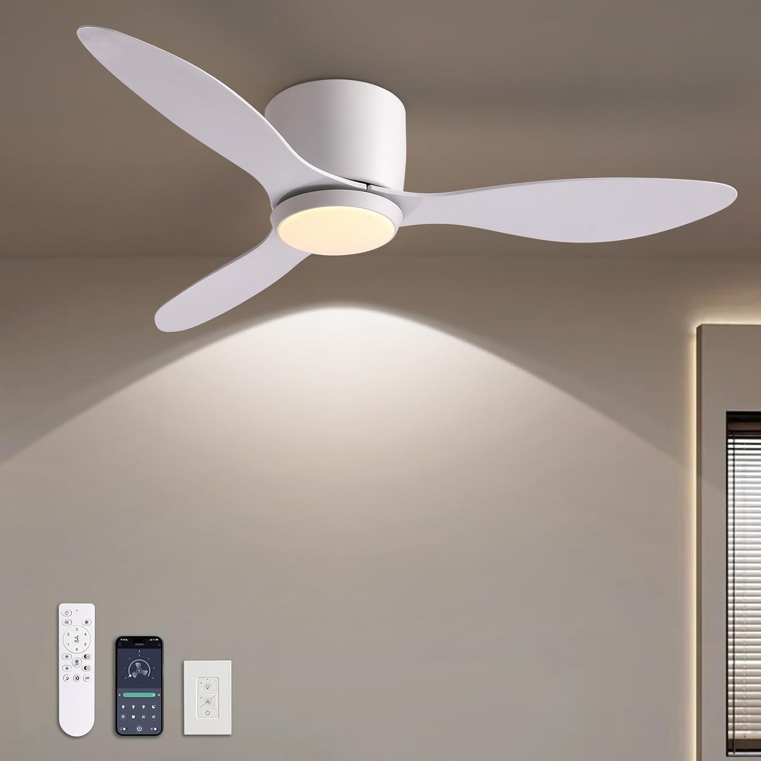 Ceiling Fans with Lights: 42 Inch Low Profile Flush Mount Fan
