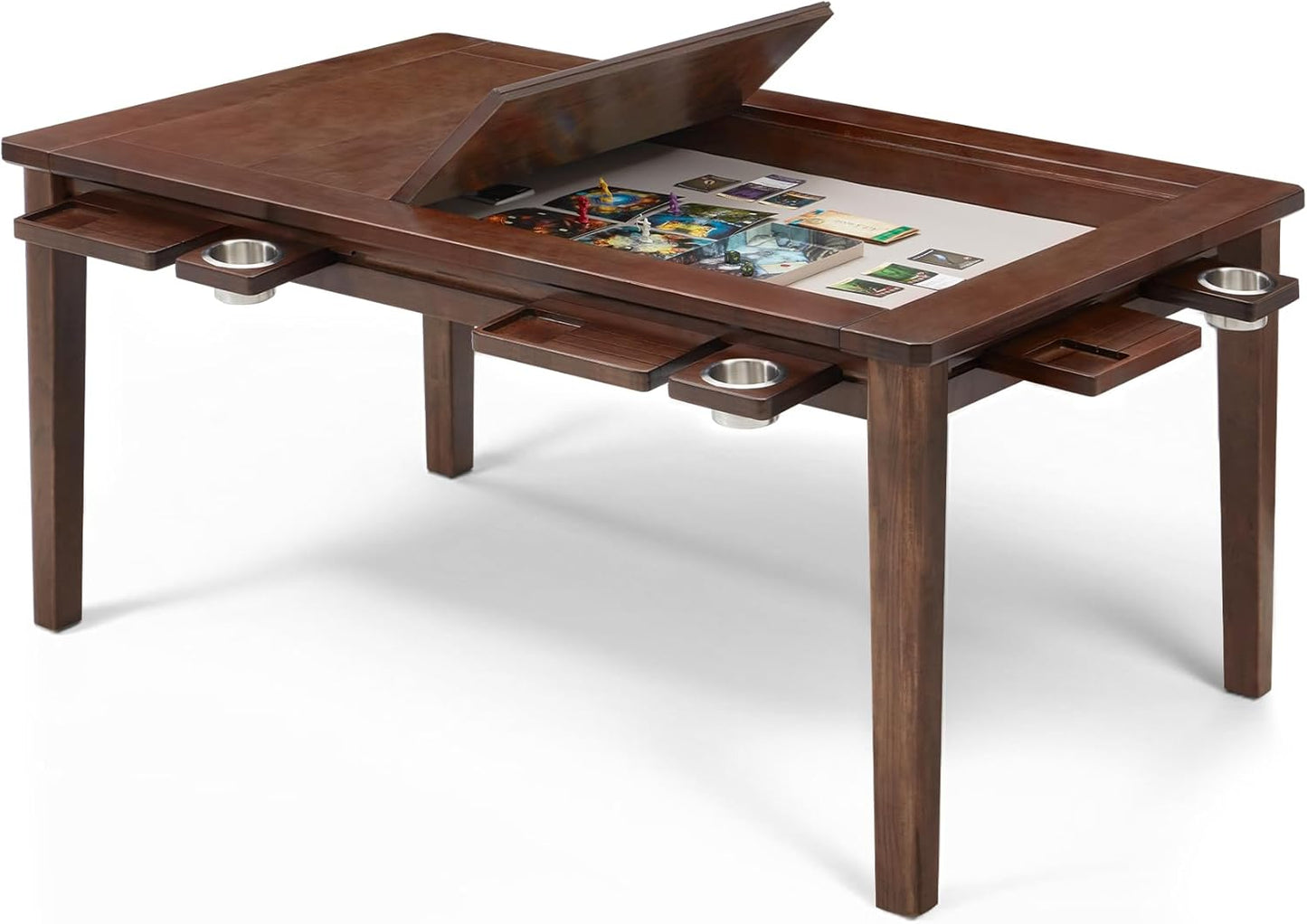 Solid Wood Board Game Table for 4-6 Players with Removable Top
