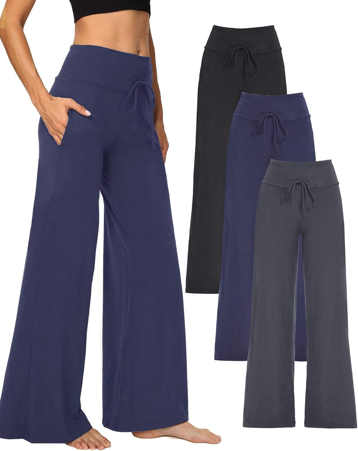 3 Pack Comfy Wide Leg Yoga Pants for Women