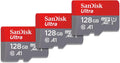 SanDisk 128GB 3-Pack Ultra microSDXC UHS-I Memory Card - Triple