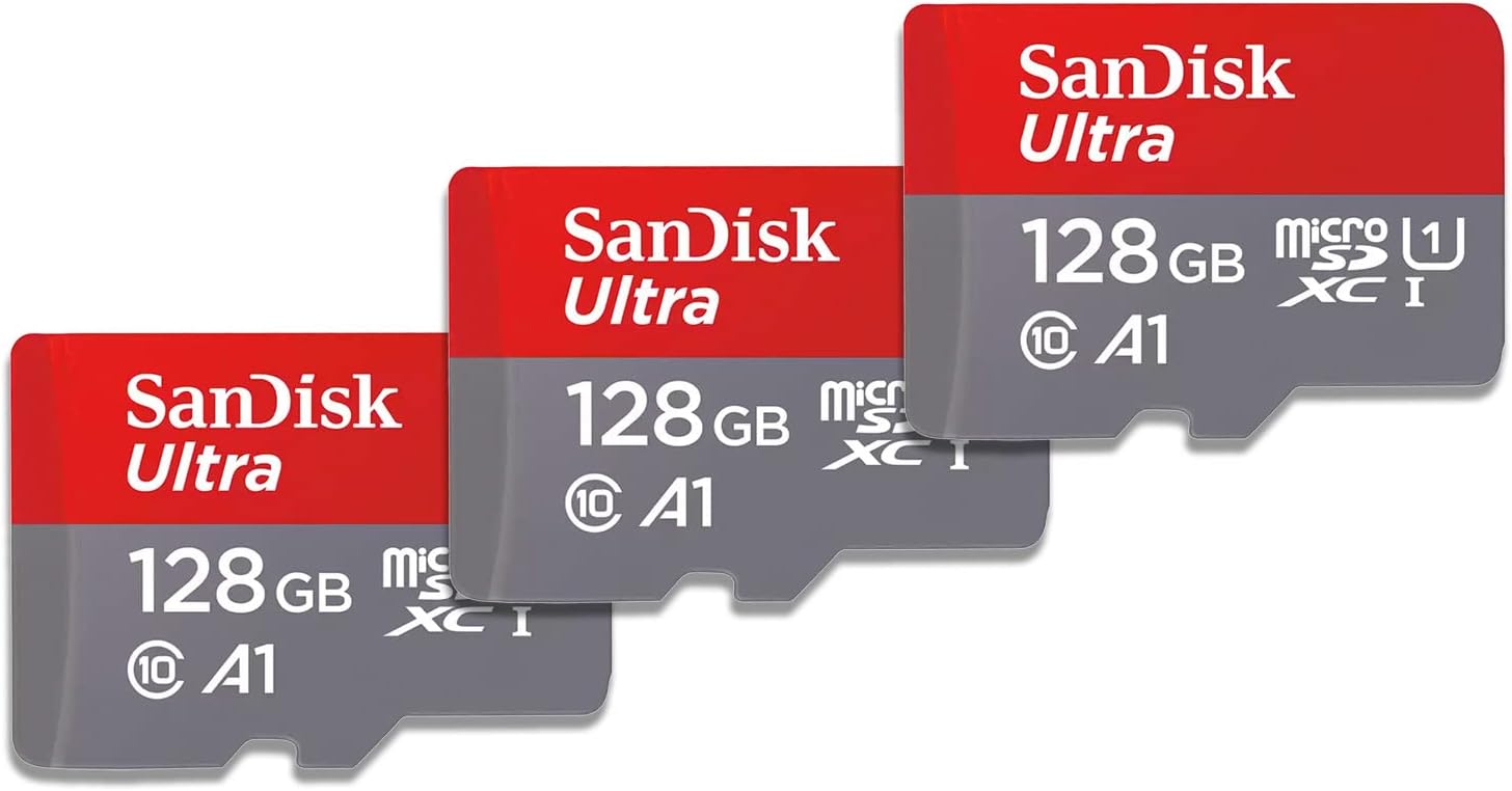 SanDisk 128GB Ultra microSDXC Memory Card 3-Pack for Storage