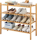 4-Tier Bamboo Shoe Rack for Entryway and Closet - Stackable, Heavy