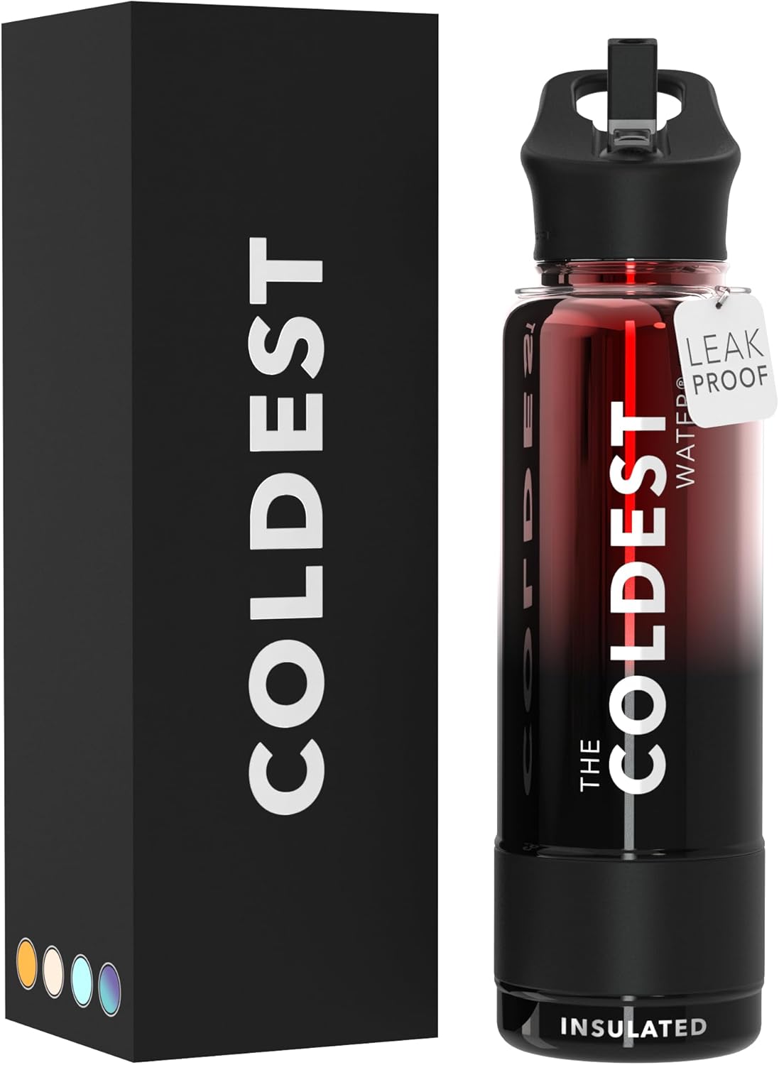 Coldest Insulated Water Bottle with Straw Lid - 40 oz Red Nova