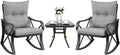 COSIEST 3 Piece Bistro Set with Rocking Chairs for Outdoors