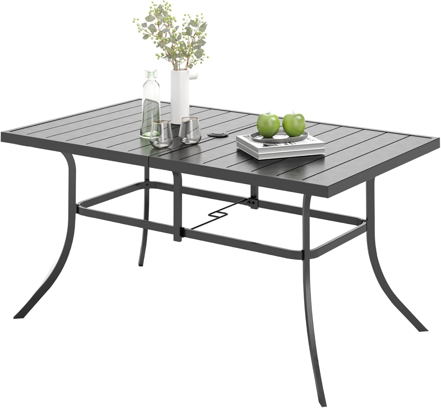 Outdoor Patio Dining Table for 6 with Umbrella Hole and Style