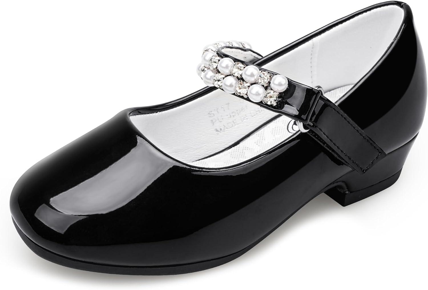 Stelle Girls Dress Shoes White Flower Girl Mary Jane Low Heels
