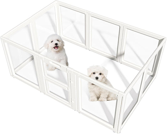 Clear Acrylic Dog Playpen Indoor for Puppies, Cats, and Rabbits