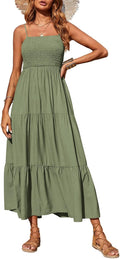 Women's Summer Maxi Dress Smocked Spaghetti Strap - Boho Tiered