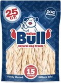 ValueBull Beef Cheek Braids Long Lasting Dog Chews - 25 Count