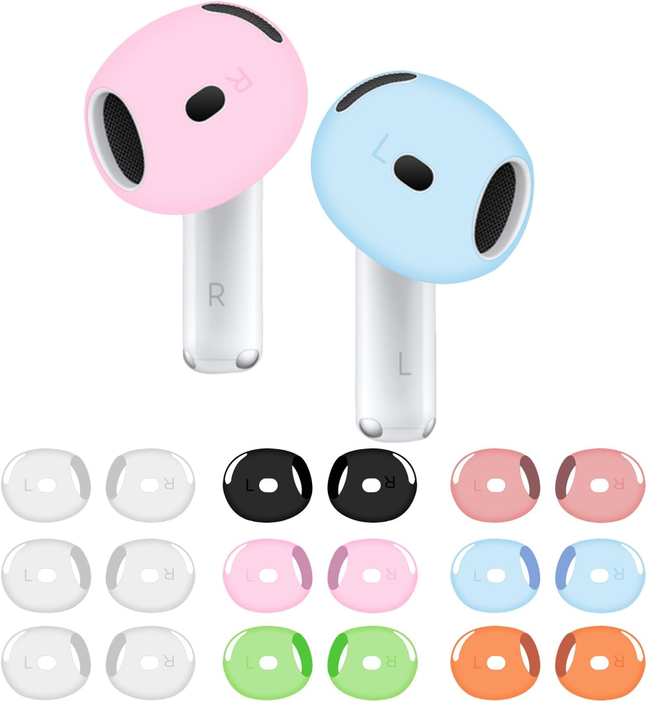 Ultra Thin Ear Tips for AirPods 4 - White Multicolor