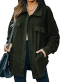 Astylish Women Casual Shacket Coat Long Sleeve with Pockets - Warm