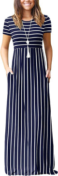 Women's Short Sleeve Loose Maxi Dress with Pockets - Breeze-Friendly