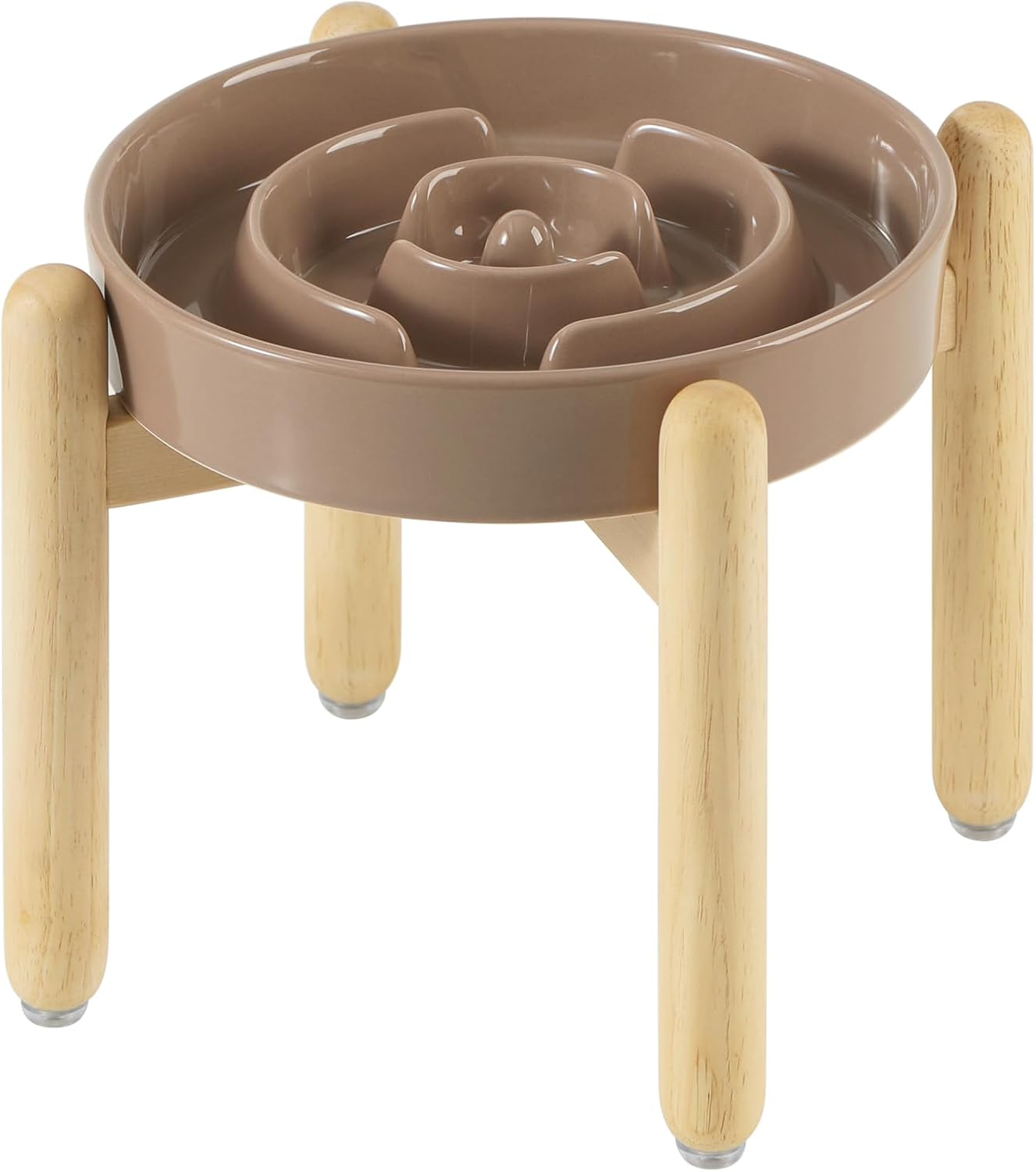 7.3inch Ceramic Raised Slow Feeder Dog Bowl Set for Healthy Eating
