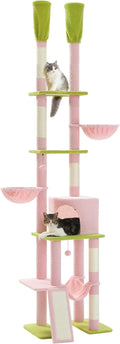 PAWZ Road Pink Cat Tree Floor to Ceiling Tower - Tall 7-Tier Playset