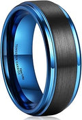 King Will Basic Tungsten Ring 8mm Blue Edge Matte Brushed - Comfort