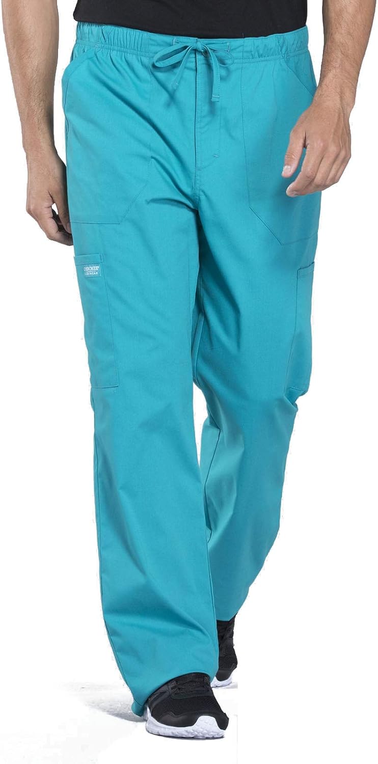 Cherokee Scrubs for Men Tapered Leg Cargo Pants with Zip Fly
