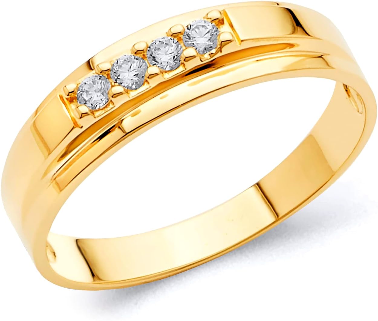 Mens 14k Yellow Gold Wedding Band - Elegant 5 mm Design