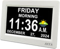 SSYA Digital Calendar Alarm Clock for Seniors - Clear Non-Abbreviated