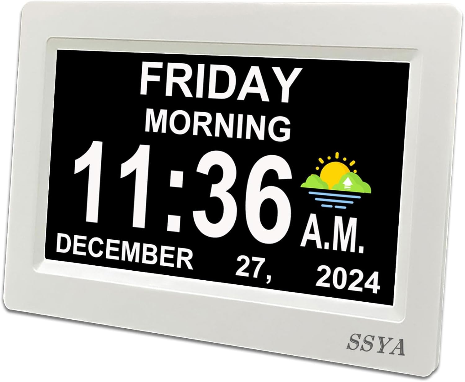 SSYA Digital Calendar Alarm Clock for Seniors with Clear Display