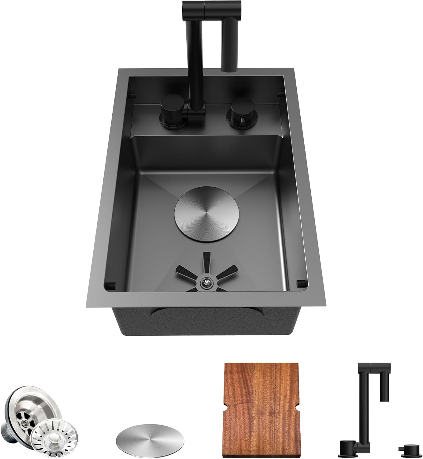 Premium Stainless Steel RV Sink with Hideaway Faucet and Cup Rinser