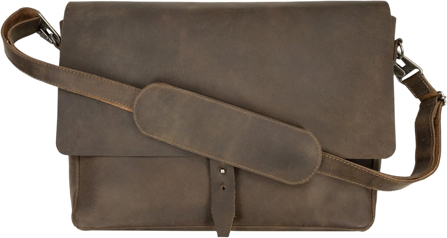 Hide & Drink Messenger Bag: Durable Leather Laptop Storage