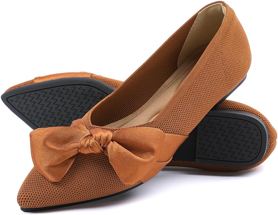 Pointed Toe Ballet Flats for Women with Bow - Comfortable Style